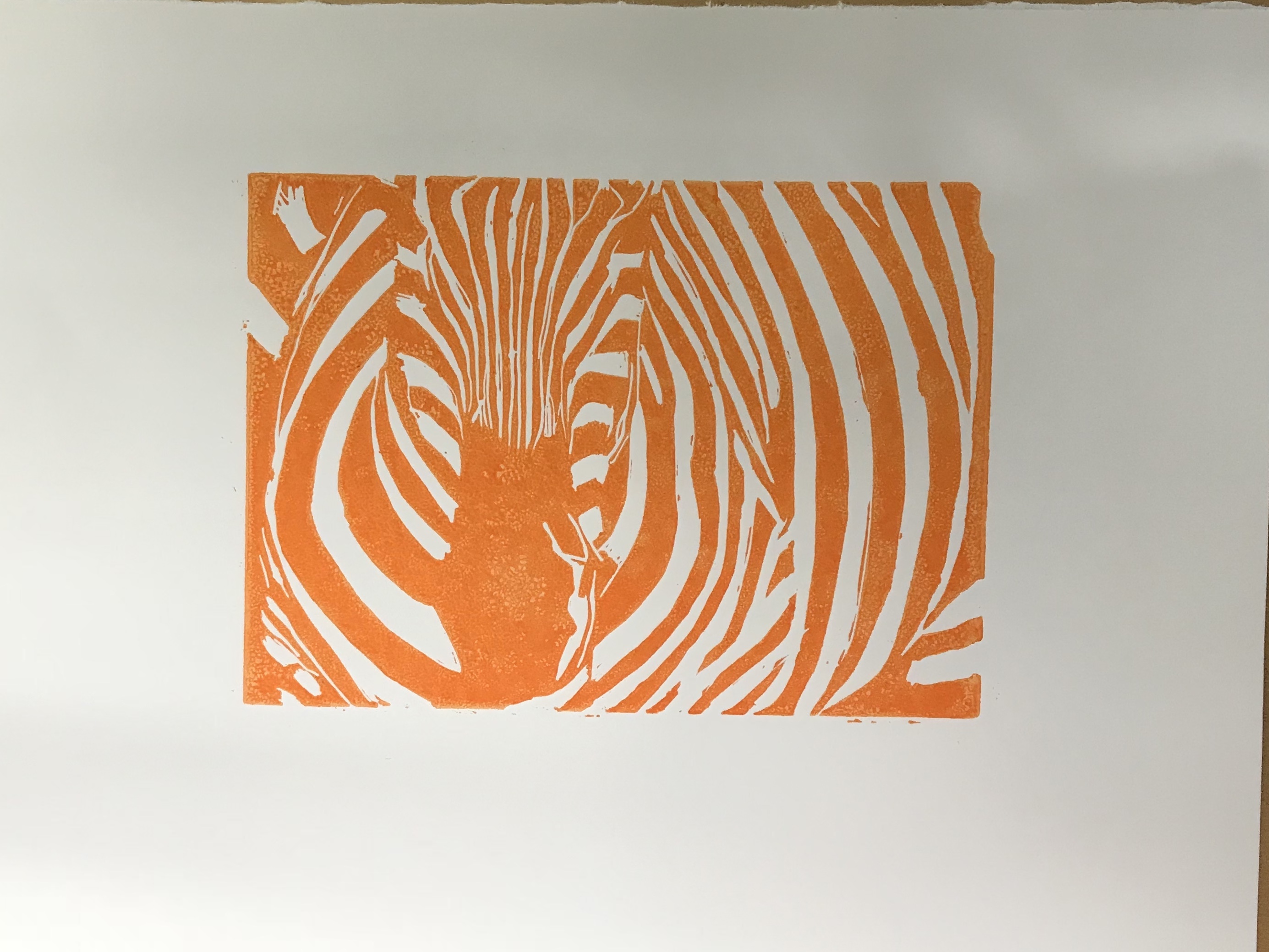 Linocut Zebra – Words and Feathers